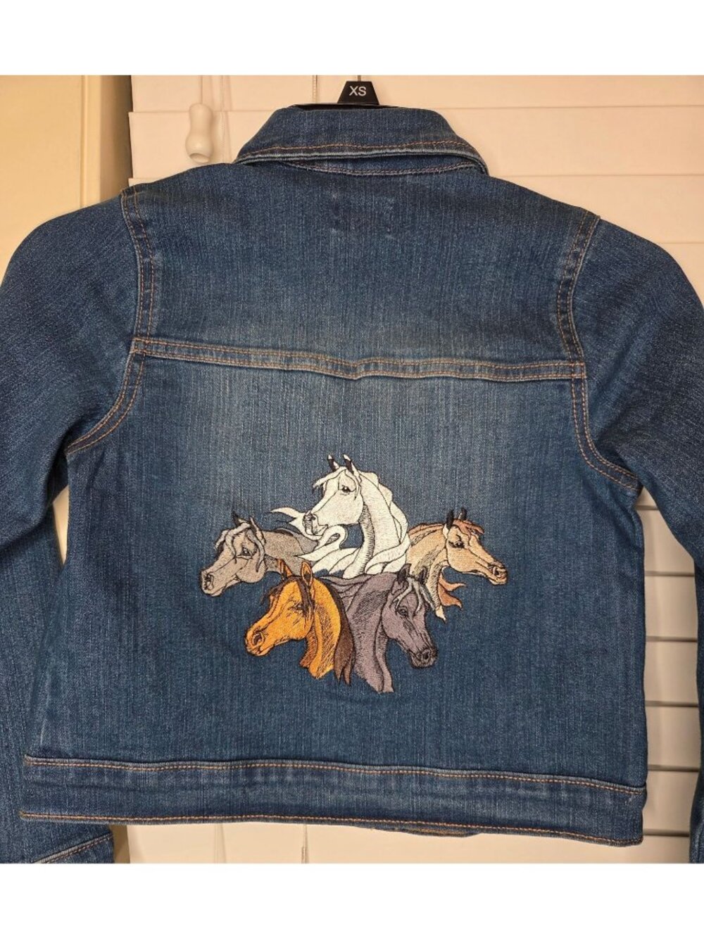 Girls Denim Jacket Embroidered Horses 7/8 Children's Place equestrian Preppy